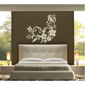 Декорация за стена | Спалня  | Птица с цветя