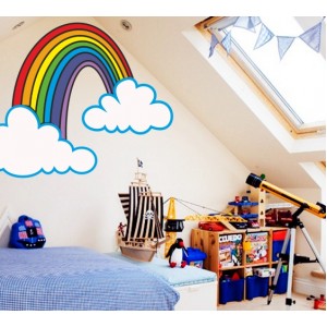 Декорация за стена | Детска стая  | Дъга и облаци