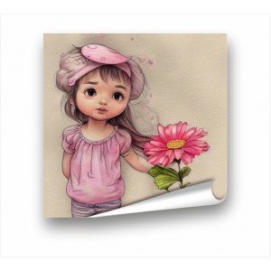 Декорация за стена | Детски PP | Момиче с цвете PP_7400101