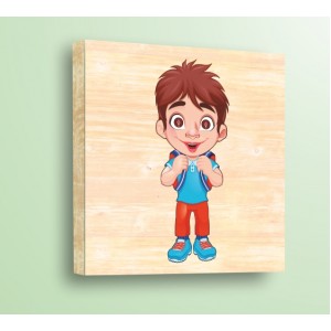 Декорация за стена | Детски, Дърво | Момче с раница